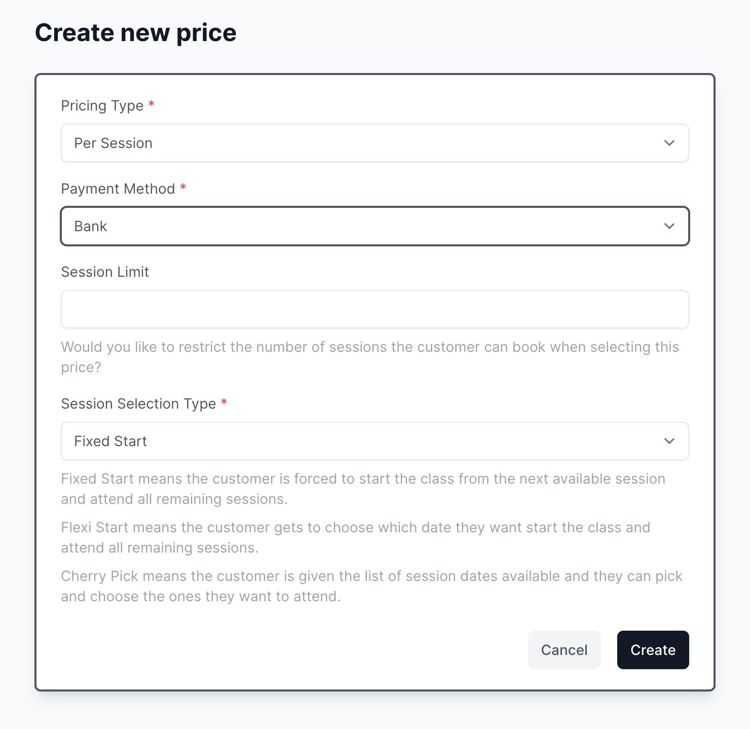 Create new price