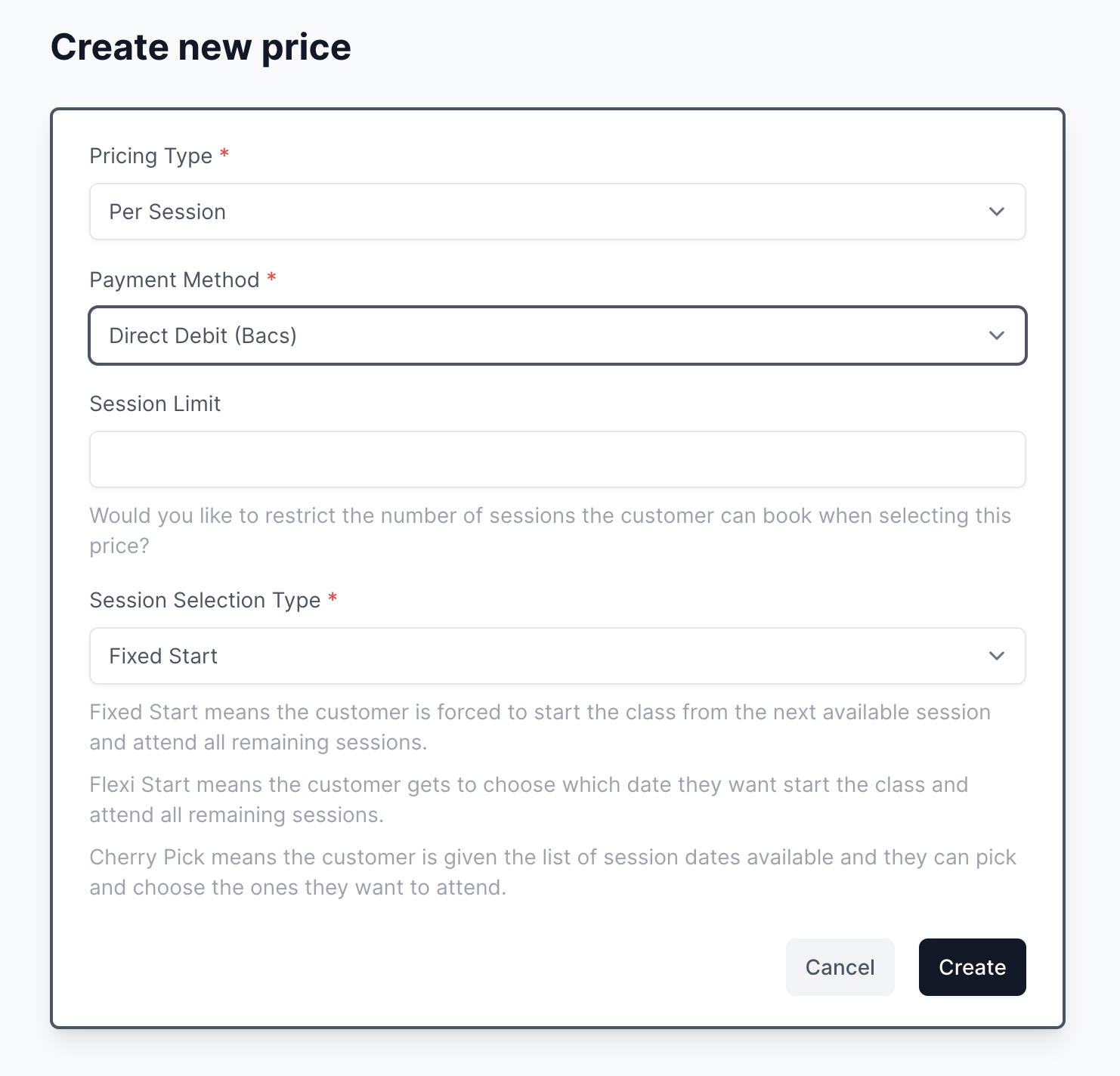 Create new price