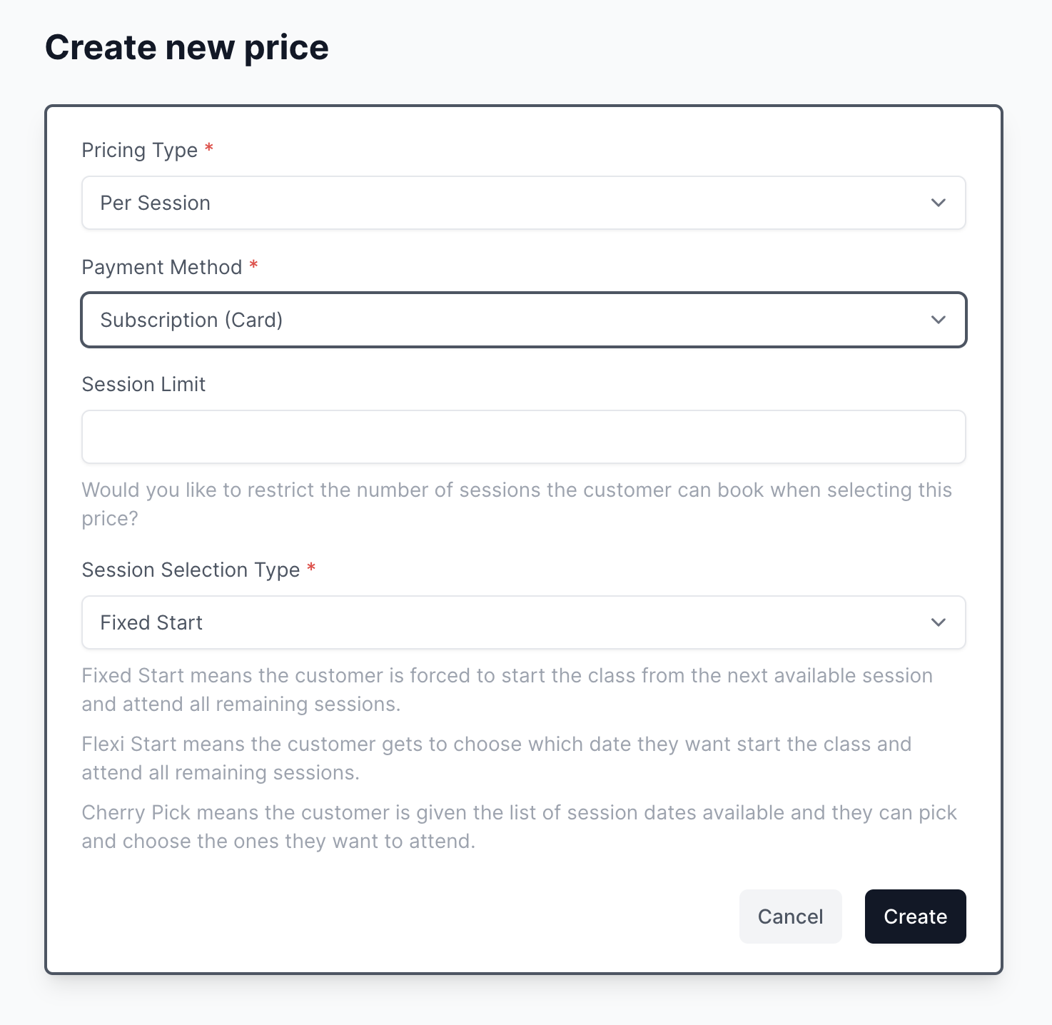 Create new price