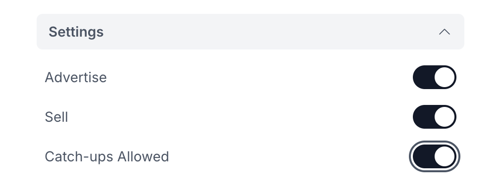 Catch-ups allowed toggle