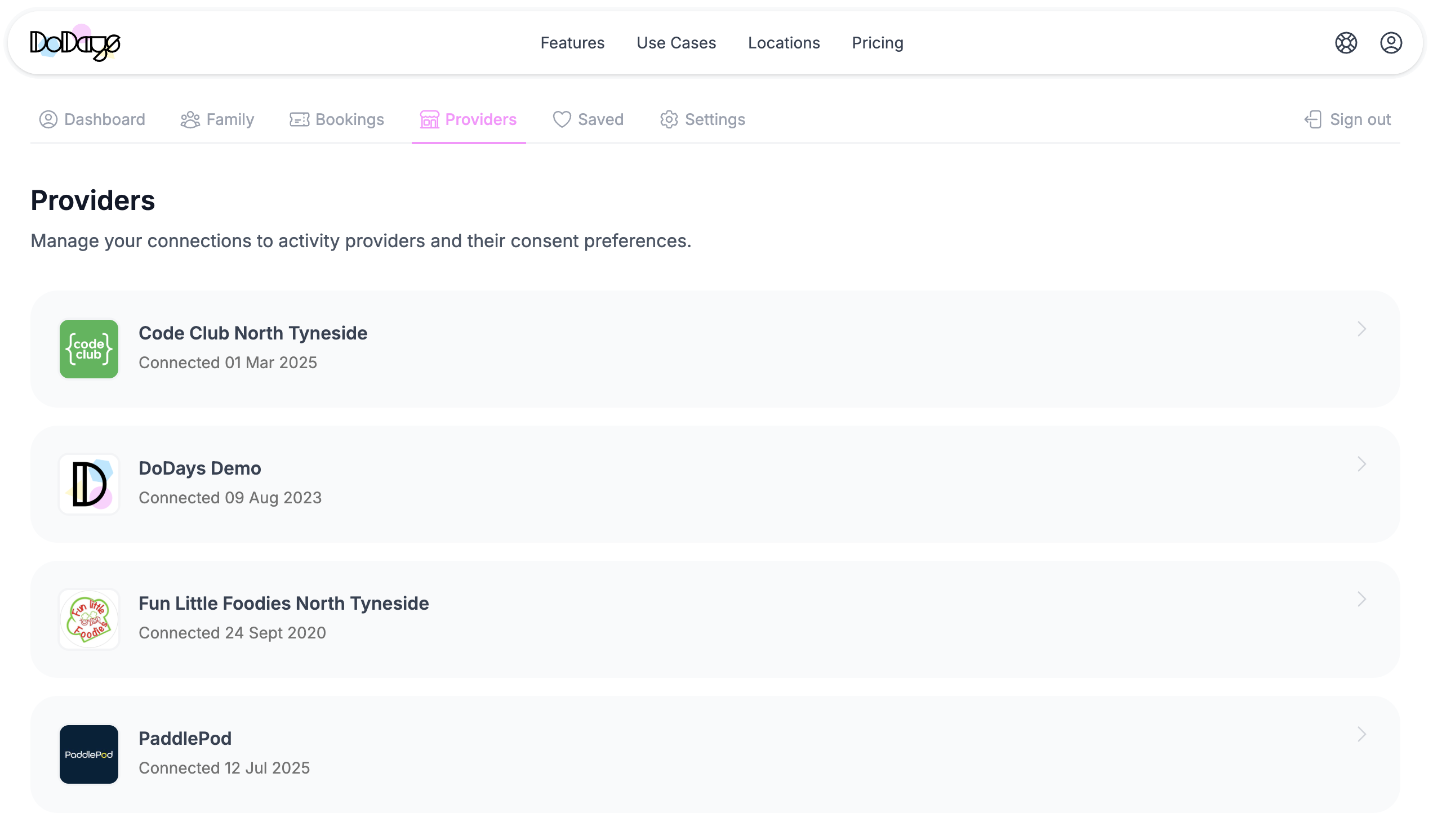 Providers list