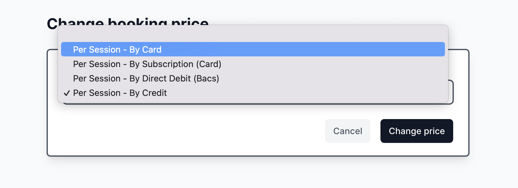 Change booking price form