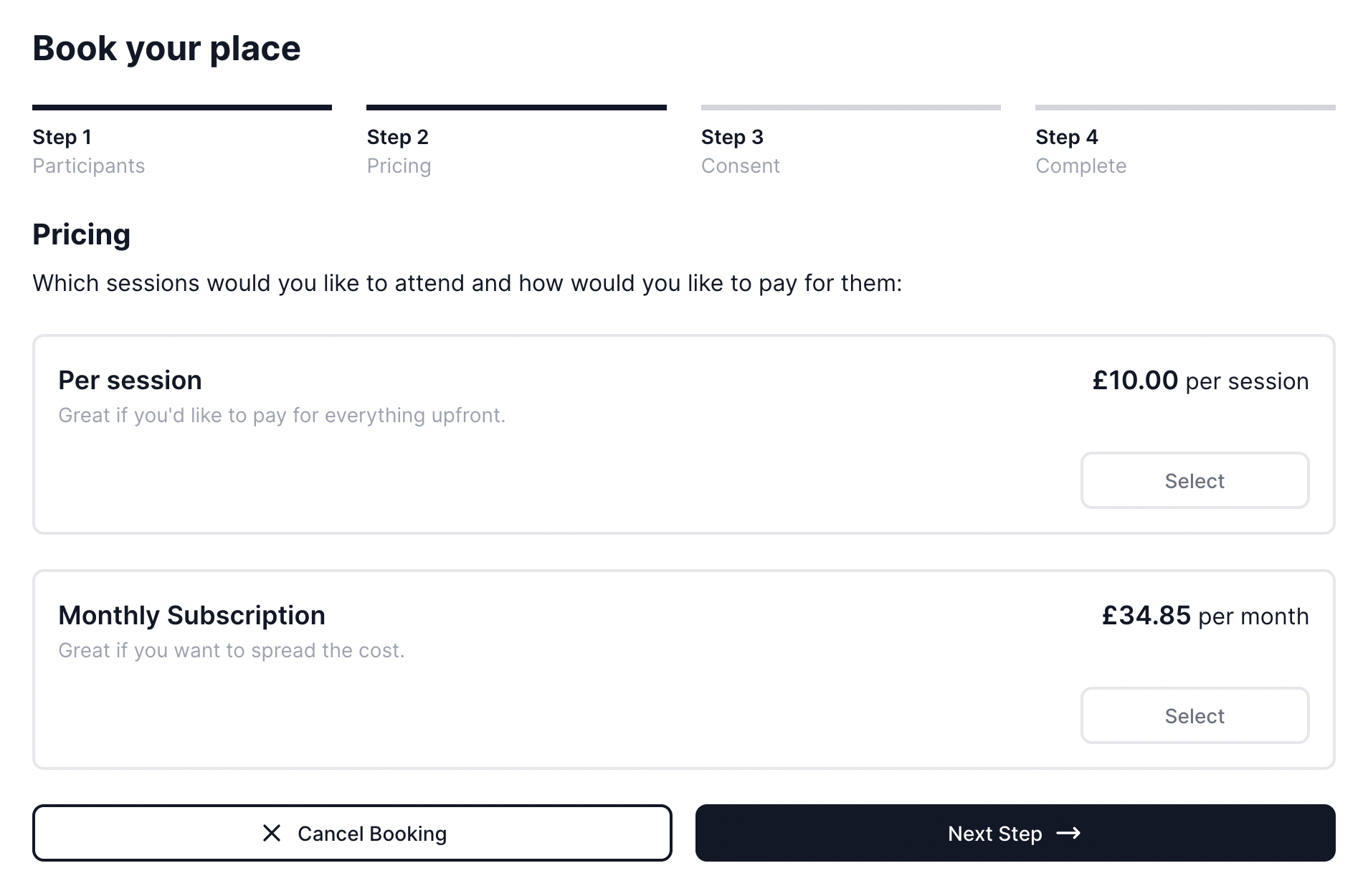 Self-booking pricing