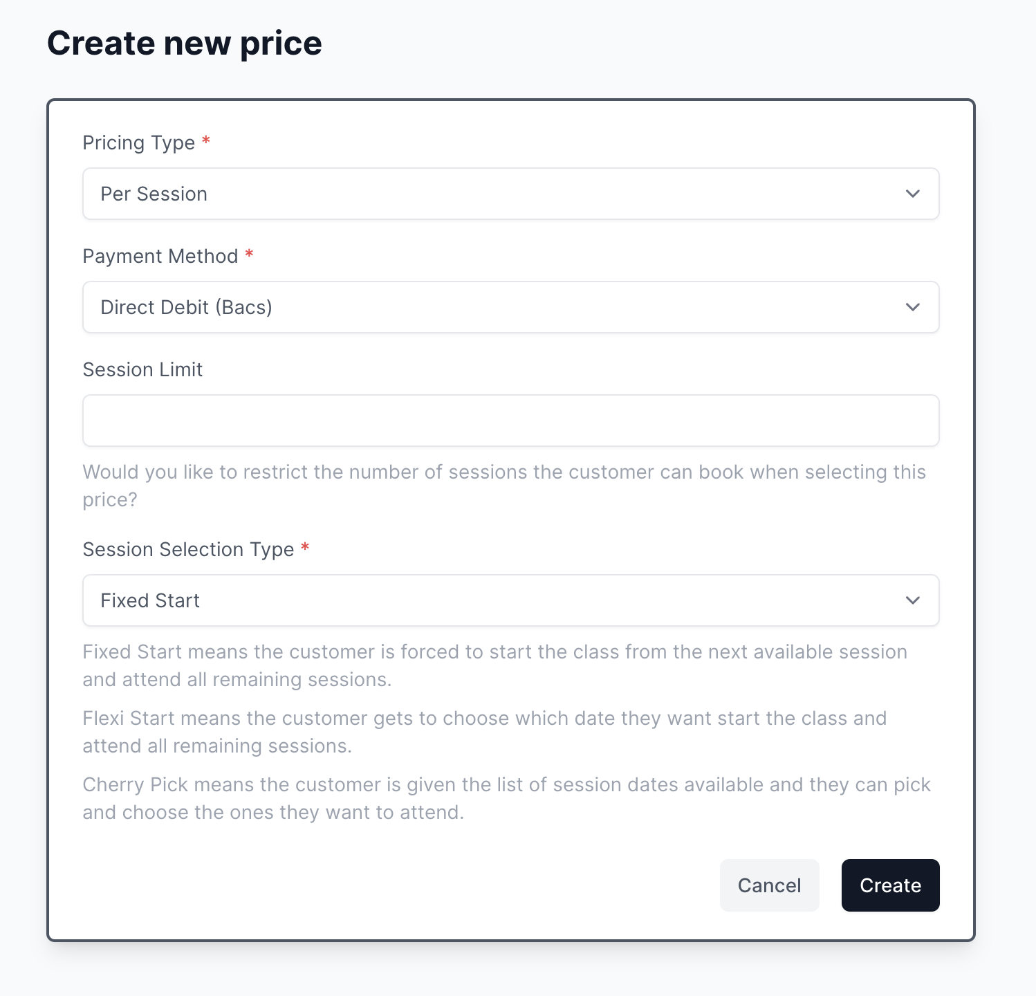 Create new price