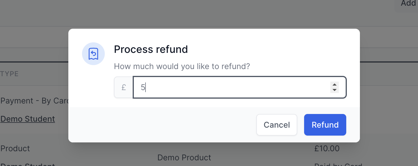 Refund modal