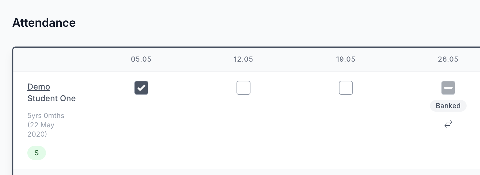 Attendance banked